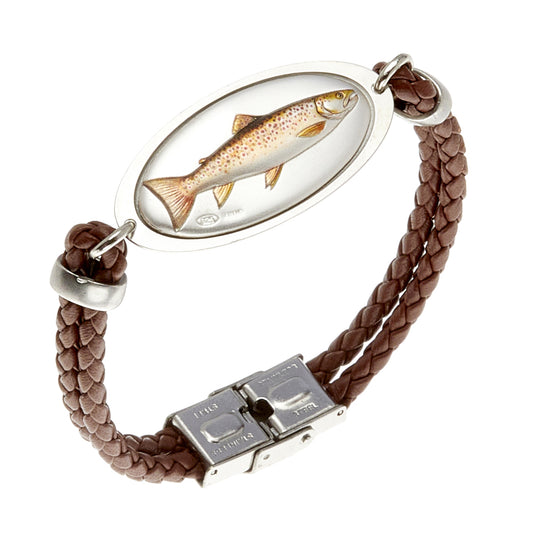 LEATHER BRACELET WITH TROUT FARIO IN SILVER