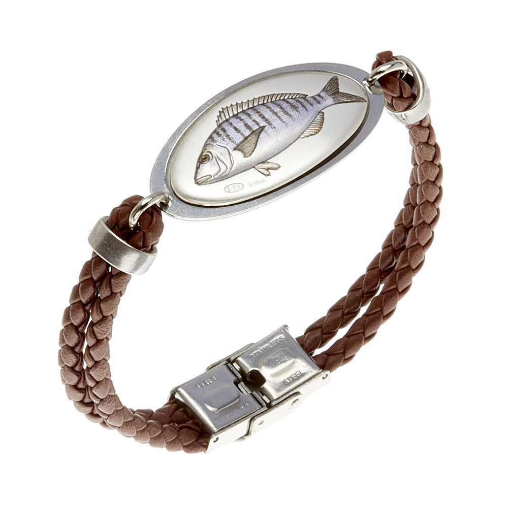 LEATHER BRACELET WITH MORMOR IN SILVER