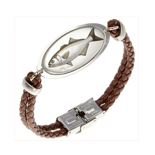 BRACCIALE PELLE CON SERRA IN ARGENTO