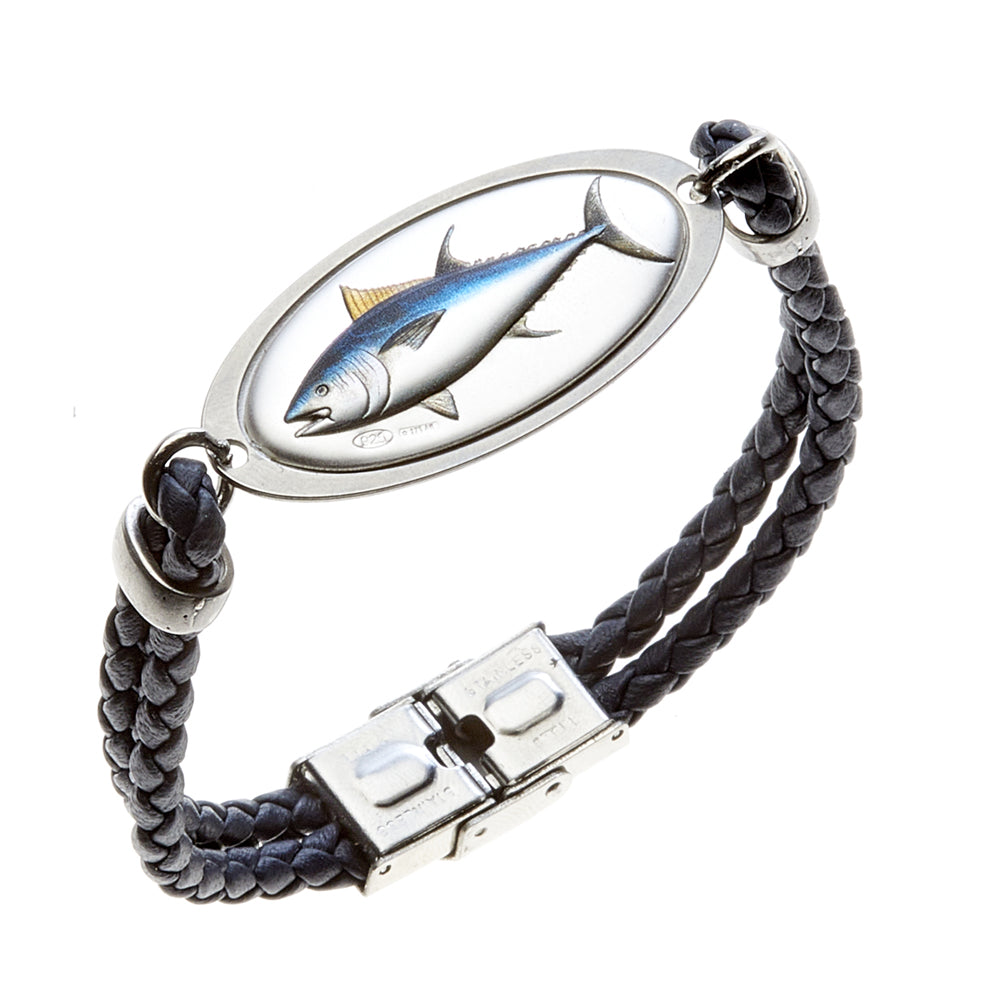 BRACCIALE PELLE CON TONNO IN ARGENTO