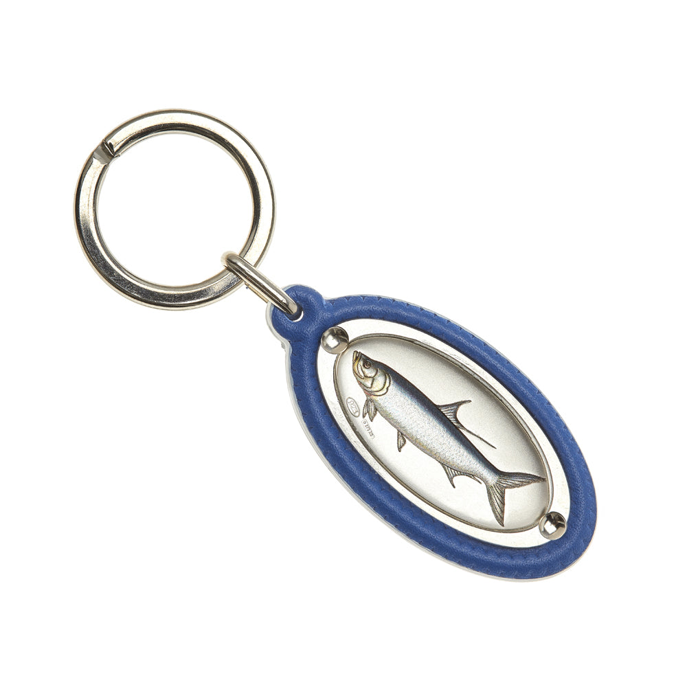 LEATHER KEY RING WITH TARP IN SILVER