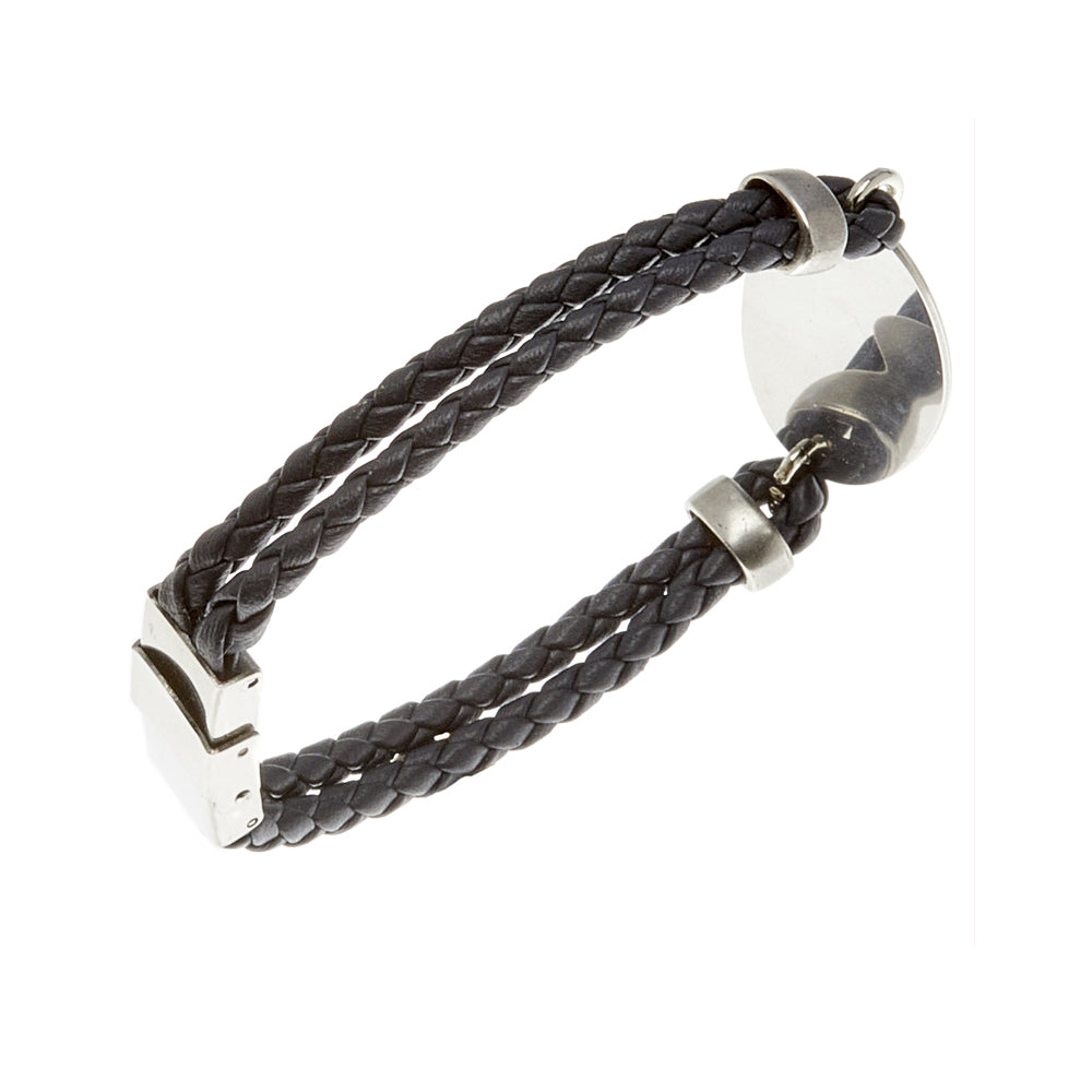 LEATHER BRACELET WITH BONITO FISH IN SILVER