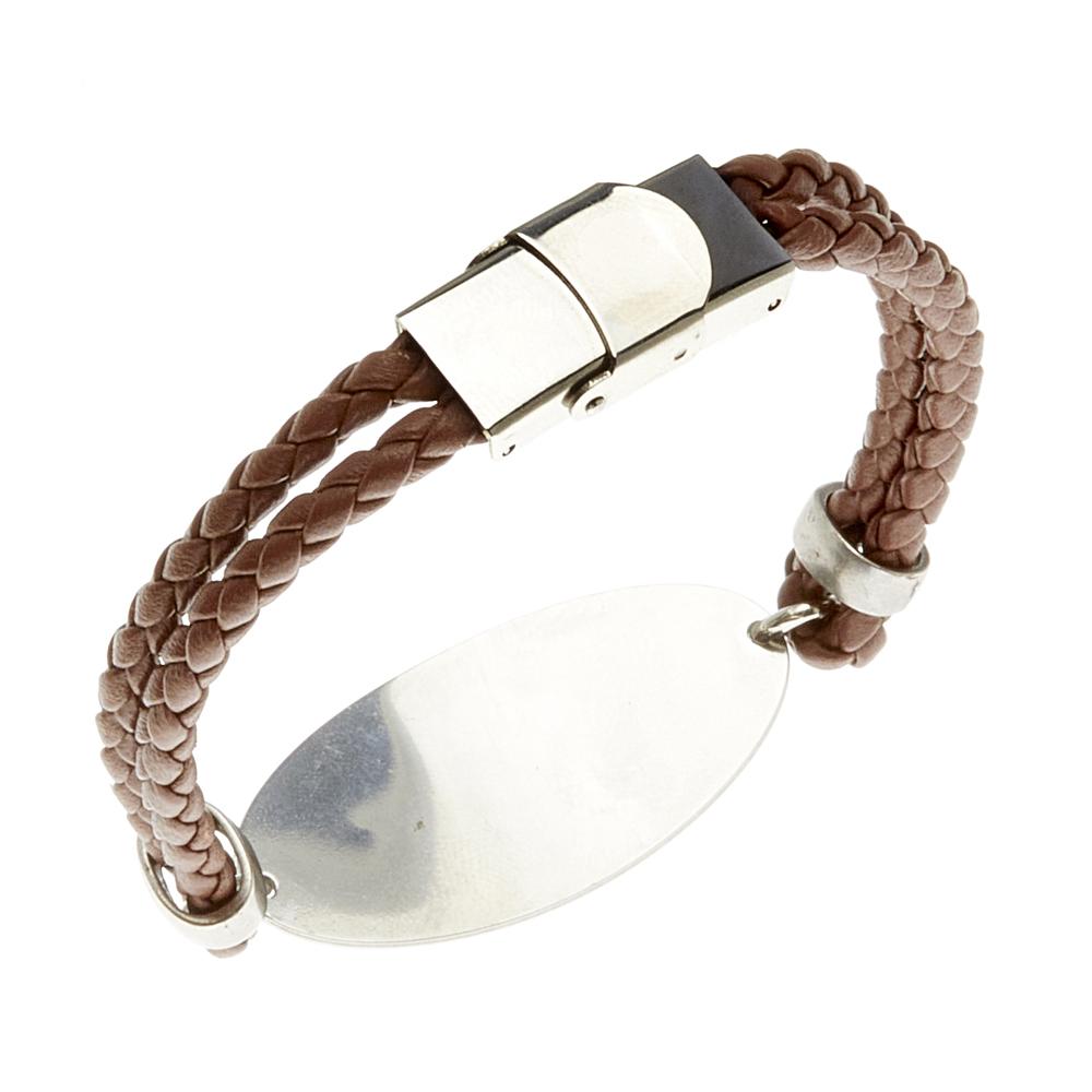 LEATHER BRACELET WITH MORMOR IN SILVER